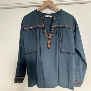 Isabel Marant- Bilcky Embroidered Top- blue-
US 2 (FR 34)